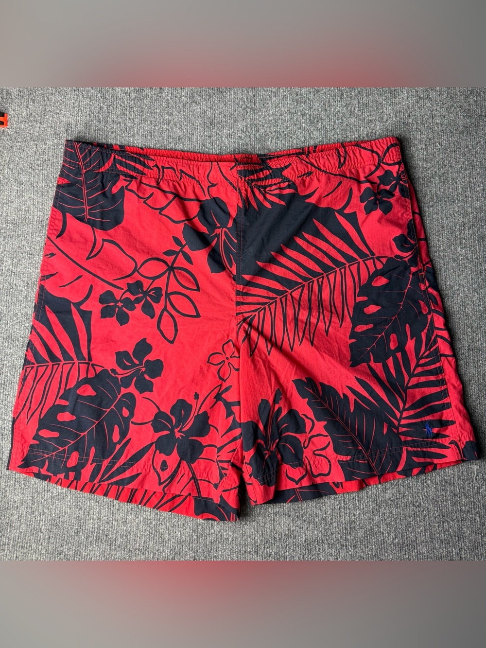 Vintage Polo Sport Red Floral Men’s Swim Trunks, Size XL